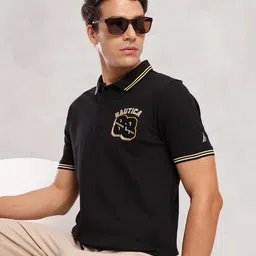 Nautica Typography Printed Polo Collar Applique T-shirt-image-30