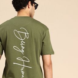Being Human Brand Logo Printed Drop-Shoulder Sleeves Pure Cotton Easy Fit T-shirt-image-65