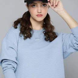 Puma Women Blue Self-Design Classics Quilted Sweatshirt-image-98