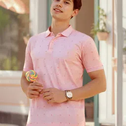 Allen Solly Men Printed Polo Collar Pure Cotton T-shirt-image-26
