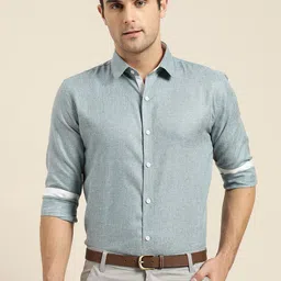 SOJANYA Men Teal Blue Classic Regular Fit Solid Formal Shirt-image-36
