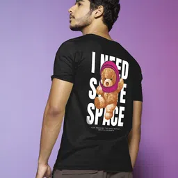 Bewakoof Men Black & rich black Printed Applique T-shirt-image-60
