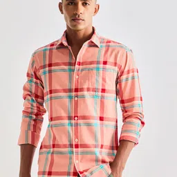 Red Flame Men Tartan Checks Opaque Checked Casual Shirt-image-68