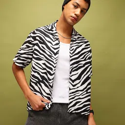 glitchez Exotic Essence Zebra Print Oversized Fit Shirt-image-43