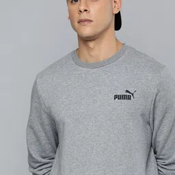 Puma Men Grey ESS Small Logo Crew TR Printed Sweatshirt-image-60