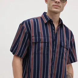 The Roadster Life Co. Vertical Stripes Pure Cotton Relaxed Fit Shirt-image-23
