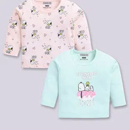 YK X Tinyo Infant Girls Set of 2 Assorted Printed Cotton T-shirts-91