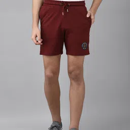 Van Heusen Sport Men Maroon Solid Mid Rise Casual Shorts-image-91