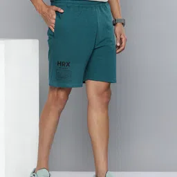 HRX by Hrithik Roshan Men Teal Typography Shorts-image-14