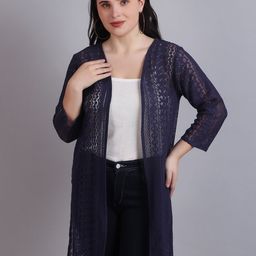 Dressitude Self Design Open Front Longline Cotton Shrug-16