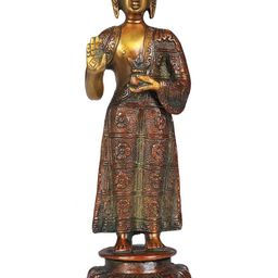 Exotic India Gold-Tone Religious Brass Buddha Showpiece-image-81