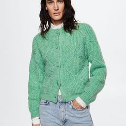 MANGO Women Green Geometric Design Sustainable Cardigan-image-16
