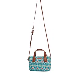 Chumbak Teal Ethnic Motifs Printed PU Structured Sling Bag-0