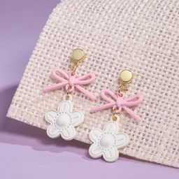 DressBerry Floral Bow Design Contemporary Drop Earrings-13