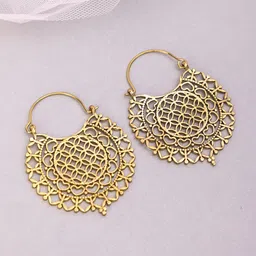 Studio One Love Brass-Plated Contemporary Hoop Earrings-image-99