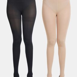 N2S NEXT2SKIN Women Pack Of 2 Solid Pantyhose Stockings-image-33
