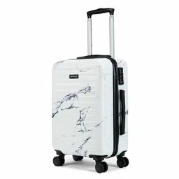 Assembly White Marble Printed Hard-Sided Cabin Luggage for Flight Travel - 40Liters-40