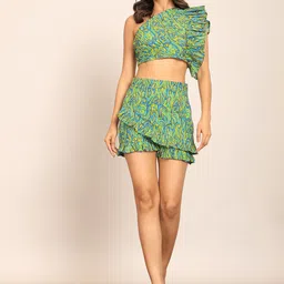 KAORI BY SHREYA AGARWAL One Shoulder Printed Top & Skirt-image-53