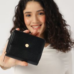 Fastrack Women Textured Zip Detail PU Three Fold Wallet-82