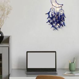 DULI Blue Crescent Moon Hanging With Lights Windchime-55