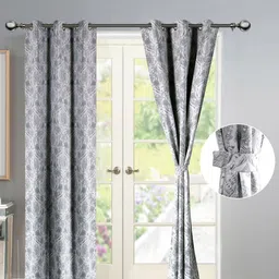 Deco Window Grey 2 Pieces Ethnic Motifs Door Curtain-image-79