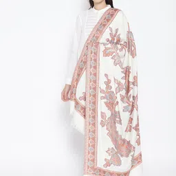WEAVERS VILLA Women Off-White & Rust Red Woven Design Shawl-24