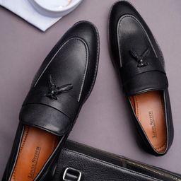 Men Leatherette Formal Slip On Shoes Tassel Moccasins-image-83