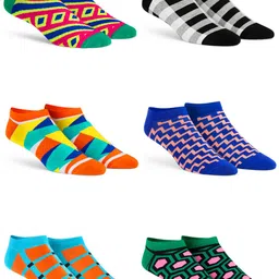 Dynamocks Unisex Pack Of 6 Patterned Ankle Length Socks-picture-7
