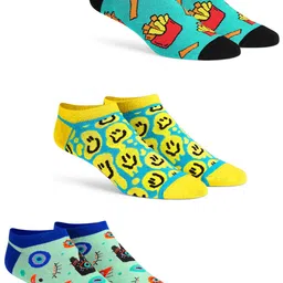Dynamocks Unisex Pack Of 3 Patterned Ankle Length Socks-picture-1