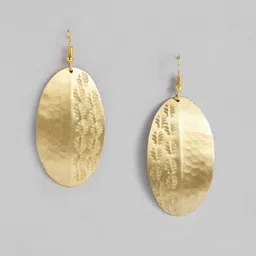 AITIHYA Gold-Plated Oval Drop Earrings-image-23