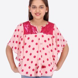 CUTECUMBER Pink Printed Flutter Sleeves Georgette Top-picture-16