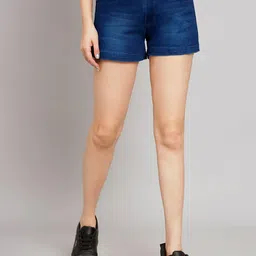 FASHIONFIBRE Women High-Rise Cotton Casual Denim Shorts-picture-9