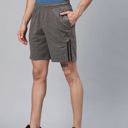 Alcis Men Charcoal Grey Solid Regular Fit Sports Shorts-image-33