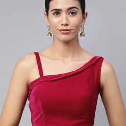 flaher Pink Solid Velvet Ready Made Padded Blouse-26