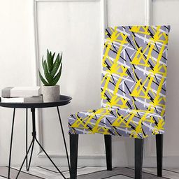 Cortina Grey & Yellow Printed Super Stretchy Chair Cover-image-97