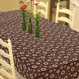 CASA-NEST Maroon Geometric Printed 4-Seater Table Cover-16