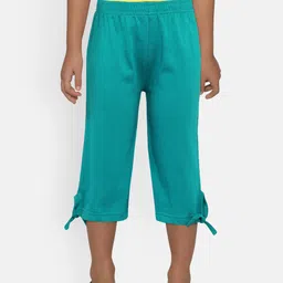 SINI MINI Girls Turquoise Blue Solid Regular Fit Capris-image-23