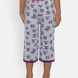 SINI MINI Girls Grey & Purple Printed Regular Fit Capris-image-92