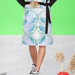 ArtzFolio Purple & Green Printed Pure Cotton Waist Apron-29