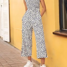 DressBerry Classic Grunge Smocked Printed Basic Jumpsuit-47
