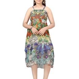 Aarika Girls Green & Blue Floral Georgette Midi Dress-image-68