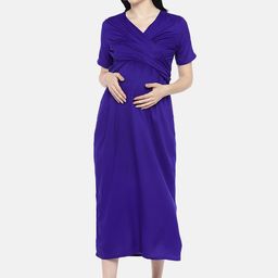 Blush 9 Maternity Women Printed Shirt Maxi Cotton Dress-image-4