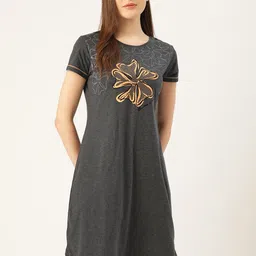 Sweet Dreams Charcoal Printed Nightdress-image-21