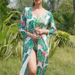 FXM 3 Piece Floral Printed Swim Set With Cover Up Dress-picture-4