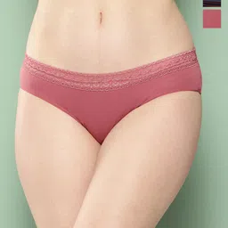 Leading Lady Pack of 3 Mid-Rise Laced Hipster Briefs-picture-54