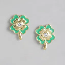Carlton London Gold-Plated Enamelled Floral Studs-57