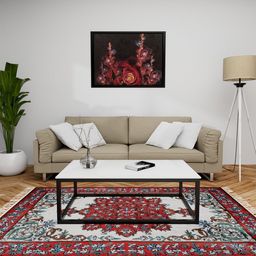 Exotic India White Ethnic Motifs Printed Woollen Carpet-image-77