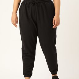 Rute Women Plus Size Black Straight Fit Solid Joggers-picture-21