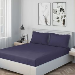 DDecor Blue 180 TC King Bedsheet with 2 Pillow Covers-picture-1