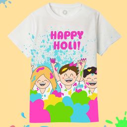 YK Boys Holi Printed Round Neck Short Sleeves T-shirt-image-27